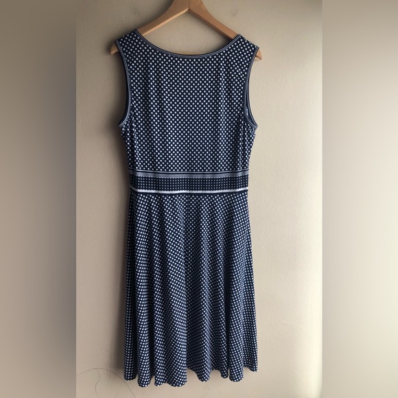 Maison Jules Mid Poko Dots Women Sleeveless Blue White Dress Size Large - Picture 5 of 9